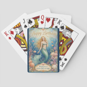 Enchanted Mermaid Birthday Beneath the Waves Playing Cards