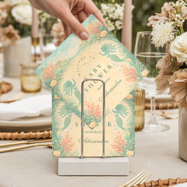 Enchanted Mermaid Lagoon Baby Shower Napkin (Creator Uploaded)