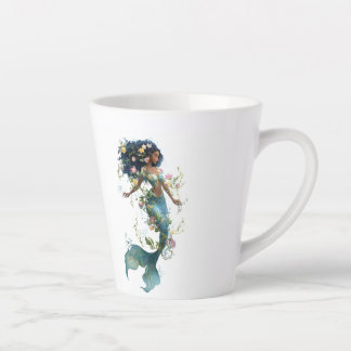 Enchanted Mermaid Latte Mug-Floral Fantasy Design Mug