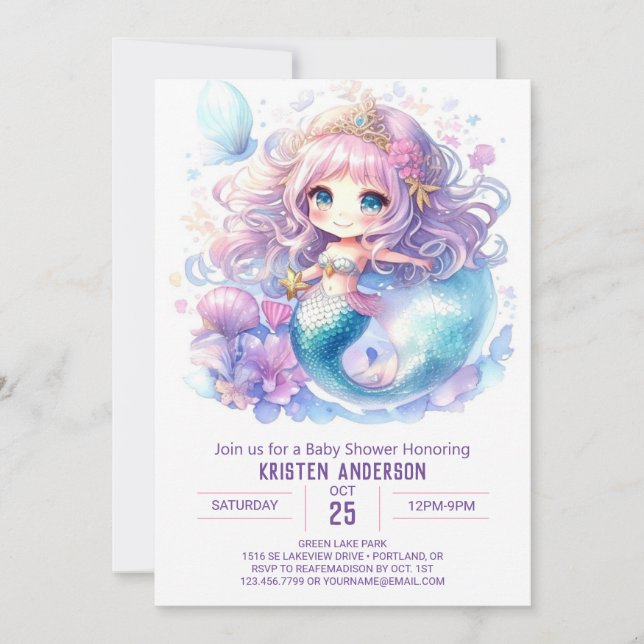 Enchanted Mermaid Magic Baby Shower Invitation (Front)