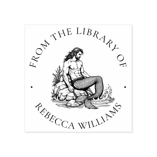 Enchanted Merman “From the Library of” Ocean King Rubber Stamp (Imprint)