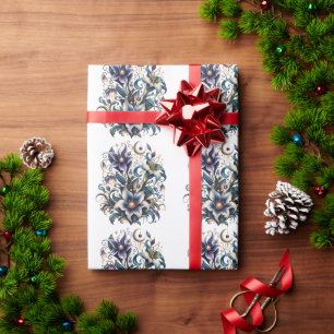 Enchanted Midnight Garden: Luminous Blue and Gold Wrapping Paper