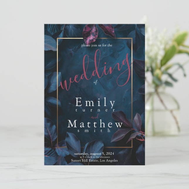 Enchanted Midnight Garden Wedding Invitation (Standing Front)