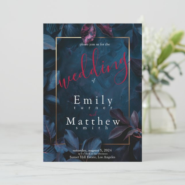 Enchanted Midnight Garden Wedding Invitation (Standing Front)