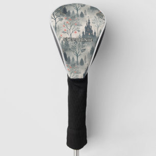Enchanted Misty Forest with Dark Castle – Ethereal Golf Head Cover