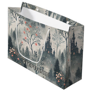 Enchanted Misty Forest with Dark Castle – Ethereal Large Gift Bag