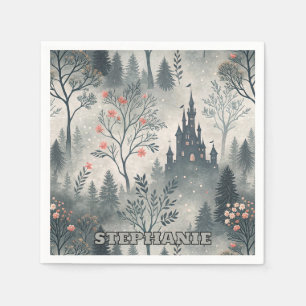 Enchanted Misty Forest with Dark Castle – Ethereal Napkin