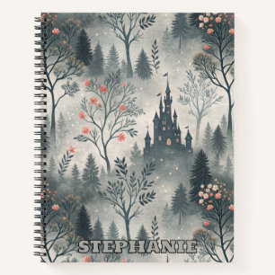 Enchanted Misty Forest with Dark Castle – Ethereal Notebook
