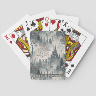 Enchanted Misty Forest with Dark Castle – Ethereal Playing Cards