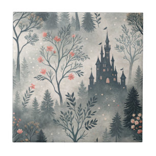Enchanted Misty Forest with Dark Castle – Ethereal Tile