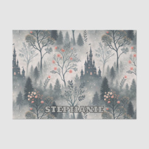 Enchanted Misty Forest with Dark Castle – Ethereal Tissue Paper