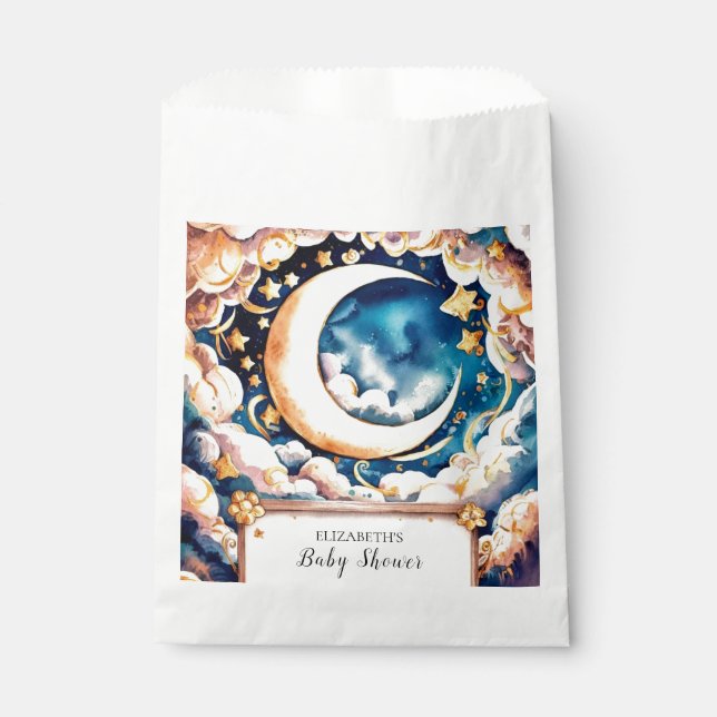 Enchanted Moon Celestial Baby Shower Favour Bags (Front)