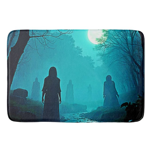 Enchanted Moonlight Forest Spirits Bath Mat (Front)