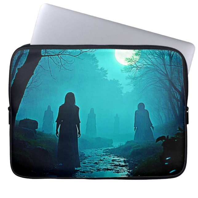 Enchanted Moonlight Forest Spirits Design Laptop Sleeve (Front)