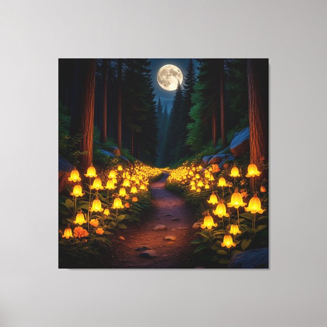 Enchanted Moonlit Forest Path Canvas Print (Front)