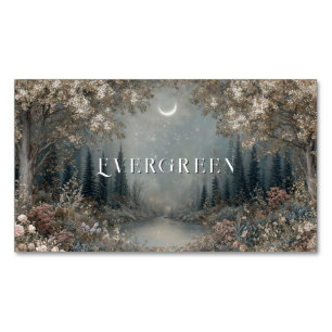 Enchanted Moonlit Forest Sparkling Night Magnetic Business Card
