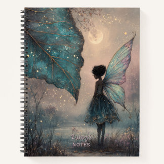 Enchanted Moonlit Leaf Fairy Watercolor Fantasy Notebook