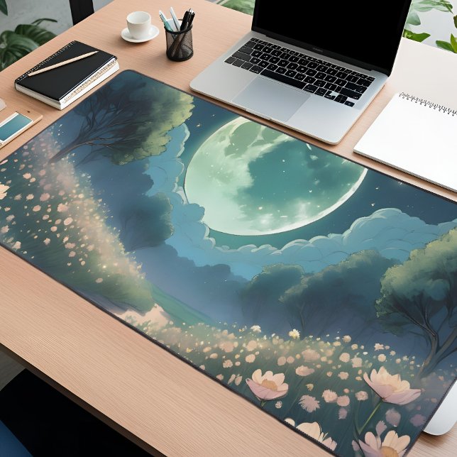 Enchanted Moonlit Meadow Large Desk Mat  (Creator Uploaded)
