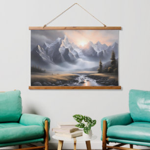 Enchanted Mountain Landscape Whimsical Home  Hanging Tapestry