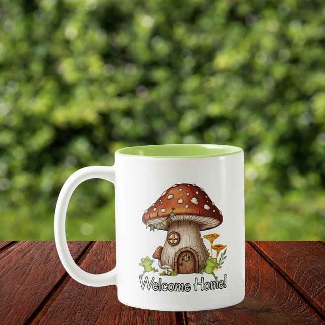 Enchanted Mushroom Cottage Two-Tone Coffee Mug (Creator Uploaded)