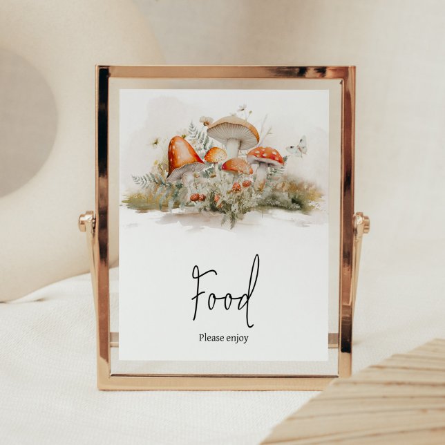 Enchanted Mushroom Forest Baby Shower Food Poster (Enchanted Mushroom Baby Shower Food Sign)
