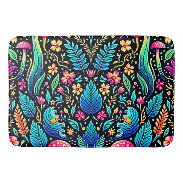 Enchanted Mushroom Forest Dream Bath Mat (Front)