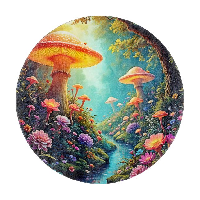 Enchanted Mushroom Forest Dream Cutting Board (Front)