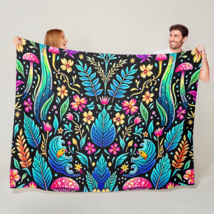 Enchanted Mushroom Forest Dream Fleece Blanket