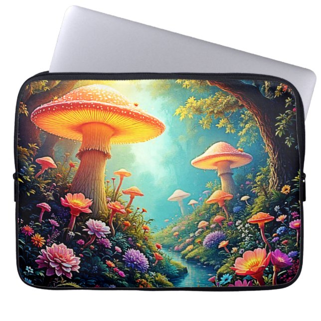 Enchanted Mushroom Forest Dream Laptop Sleeve (Front)