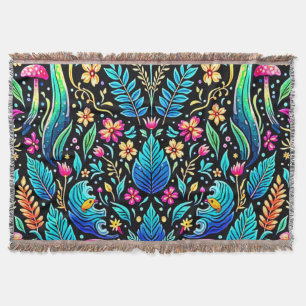 Enchanted Mushroom Forest Dream Throw Blanket