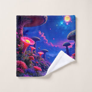 Enchanted Mushroom Forest Night Design Bath Towel Set