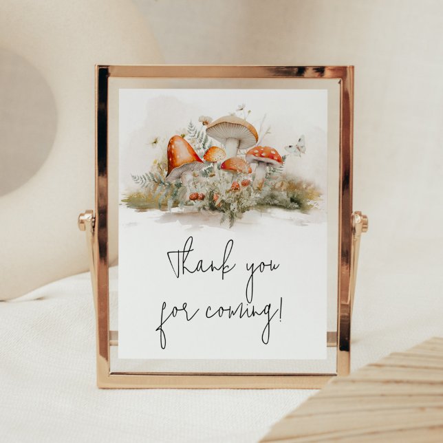 Enchanted Mushroom Forest Thank you for Coming Poster (Enchanted Mushroom Baby Shower Thank you for Coming Sign)