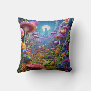 Enchanted Mushroom Forest – Vibrant Fantasy Fungi Cushion