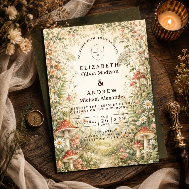 Enchanted Mushroom Woodland Wedding Invitation (Creator Uploaded)