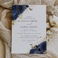 Enchanted Navy Blue Roses & Gold Wedding