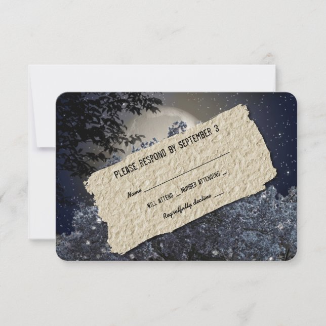 Enchanted Night Blue Tree RSVP Card (Front)
