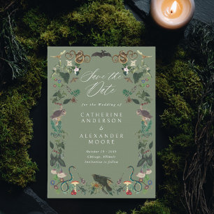 Enchanted Night Garden Gothic Botanical Wedding Save The Date