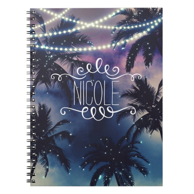 Enchanted Night Sky Evening Beach Lights Journal (Front)