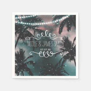 Enchanted Night Sky Evening Beach Lights Wedding Napkin