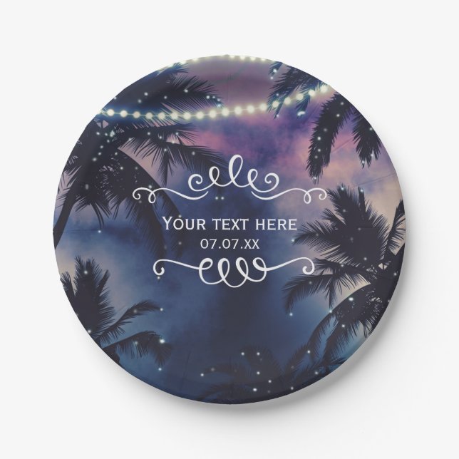 Enchanted Night Sky Evening Beach Lights Wedding Paper Plate (Front)