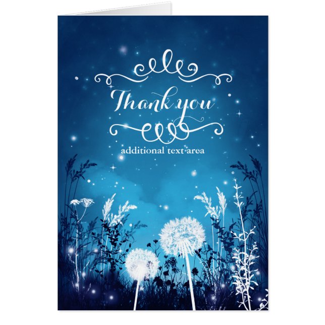 Enchanted Night Sky Stars & Foliage Thank you (Front)