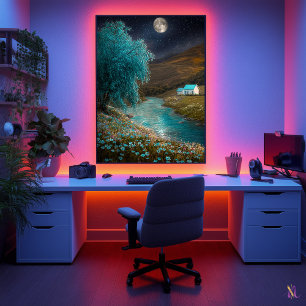 Enchanted Nightscape - Dreamlike River Scene Poster