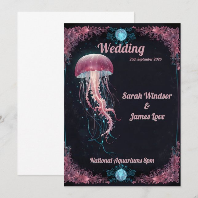 Enchanted Ocean Elegance: A Mystical Wedding  Invitation (Front/Back)