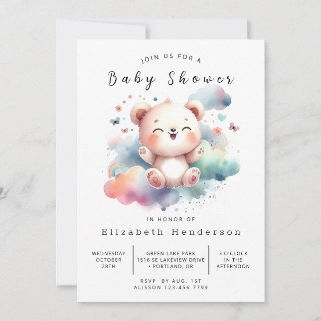 Enchanted Online Bear Baby Shower Invitation (Front)