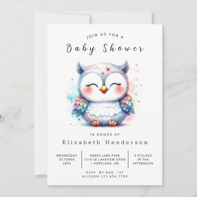 Enchanted Online Owl Baby Shower Invitation (Front)