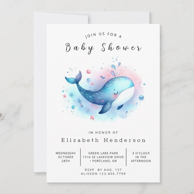 Enchanted Online Whale Baby Shower Invitation (Front)