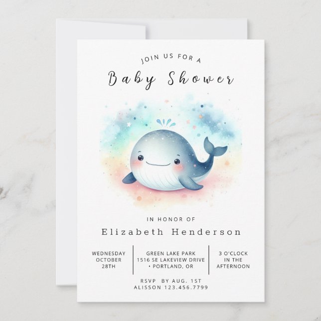 Enchanted Online Whale Baby Shower Invitation (Front)