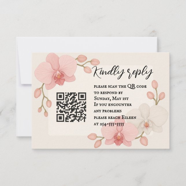 Enchanted Orchid QR Code RSVP Card (Front)
