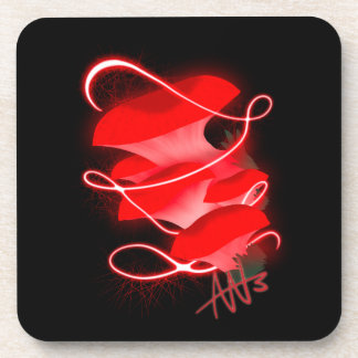 Enchanted Oyster Glowing Red Mushroom Coaster