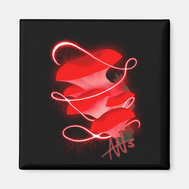 Enchanted Oyster Glowing Red Mushroom Magnet (Front)